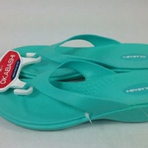 Okabashi Splash Womens WEDGE Flip Flop Blue